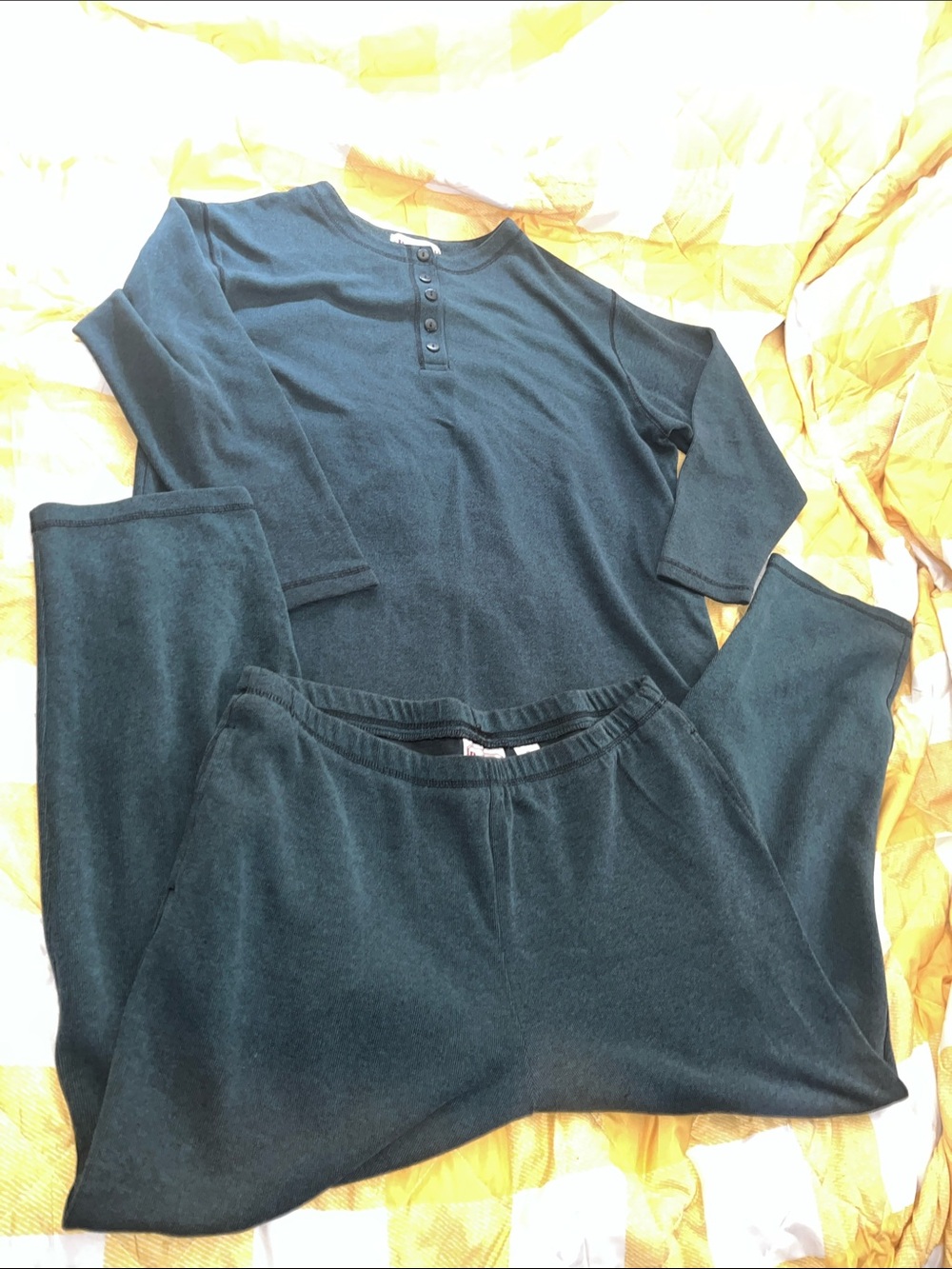 Bechamel Dark Teal Crewneck Button-Detail Knit Top